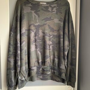 Shop Talulah comfy camo waffle shirt w. Split hem